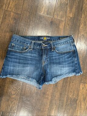 Lucky Brand Dark Blue Frayed Hem Denim Shorties
